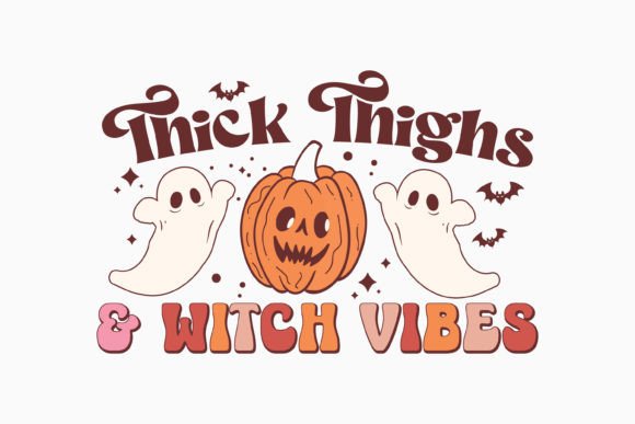 Halloween Thick Thighs Witch Retro Svg