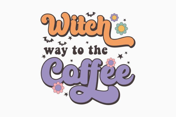 Halloween Witch Way to the Cof Retro Svg