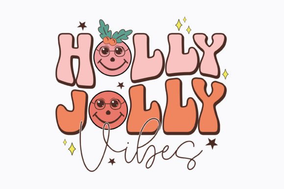 Holly Jolly Vibes Christmas Retro Svg