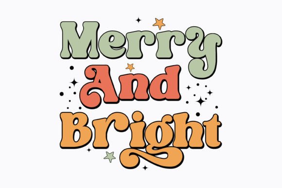 Merry and Bright Retro Christmas Svg